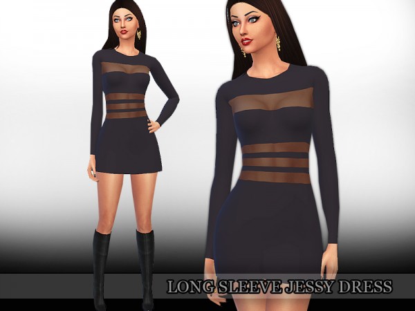  The Sims Resource: Long Sleeve Jessy Dress by Saliwa