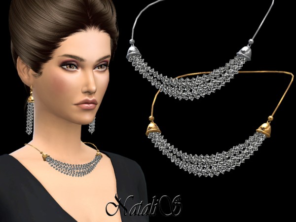  The Sims Resource: Crystal Multi strand Necklace by NataliS