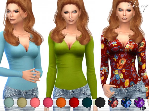  The Sims Resource: V Neck Top by ekinege