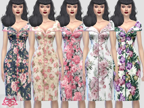  The Sims Resource: Paloma dress v. Tubo recolor floral by Colores Urbanos