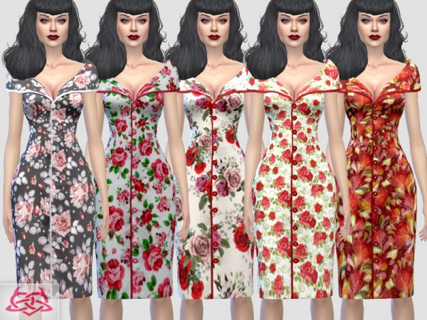  The Sims Resource: Paloma dress v. Tubo recolor floral by Colores Urbanos
