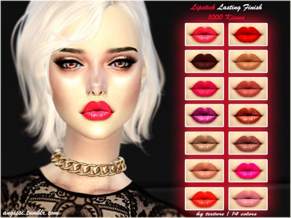  The Sims Resource: Lipstick Lasting Finish 1000 Kisses by ANGISSI