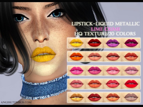  The Sims Resource: Lipstick Liquid Metallic Lime Crime by ANGISSI