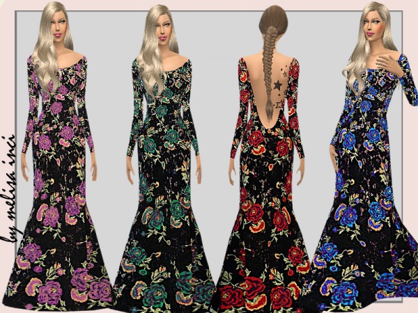  The Sims Resource: Floral Mermaid Evening Dress by melisa inci