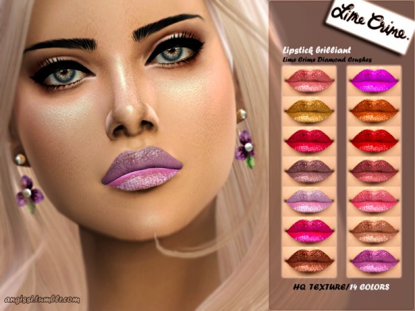  The Sims Resource: Lipstick brilliant  Lime Crime Diamond Crushes by ANGISSI