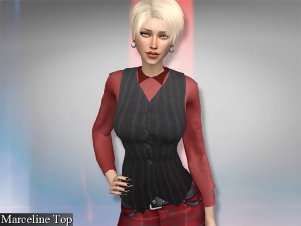  The Sims Resource: Marceline Outfit   Top, Vest, Pants by Genius