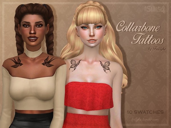  The Sims Resource: Trillyke   Collarbone Tattoos