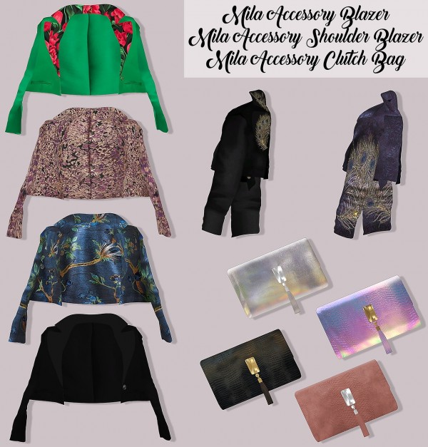  LumySims: Mila Accessory Blazer, Shoulder Blazer and Clutch Bag