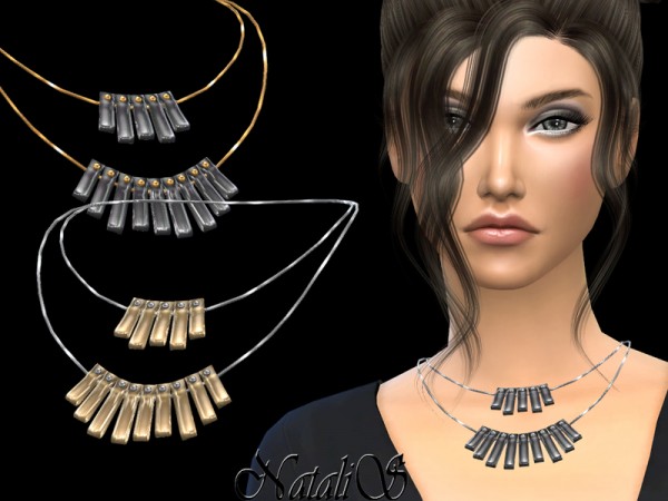  The Sims Resource: Curved plate double necklace by NataliS