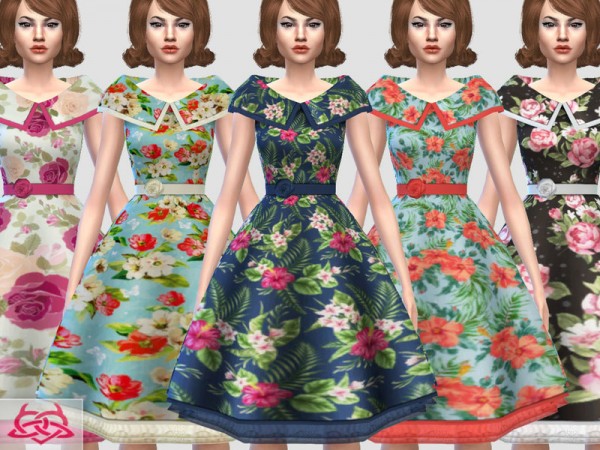  The Sims Resource: Martita dress floral by Colores Urbanos