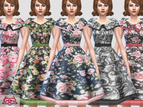  The Sims Resource: Martita dress floral by Colores Urbanos