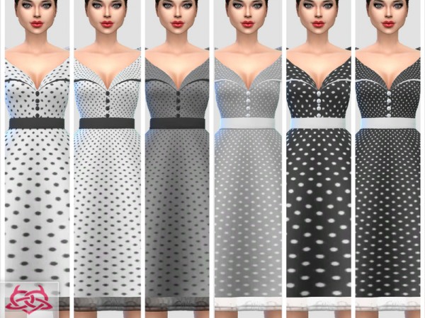  The Sims Resource: Paloma dress polka dots by Colores Urbanos