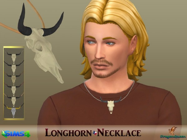  The Sims Resource: Longhorn Necklace by DragonQueen