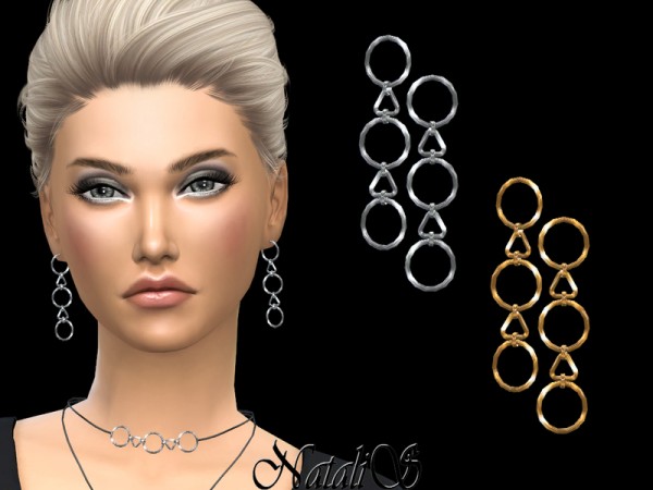  The Sims Resource: Geometric pendants drop earrings by NataliS