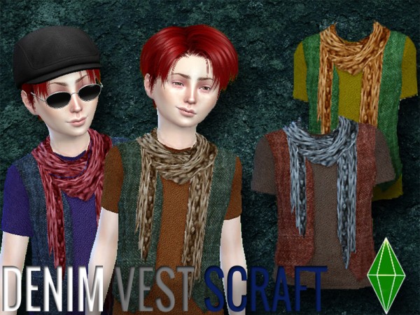  The Sims Resource: Denim Vest Scraft by LJP Sims
