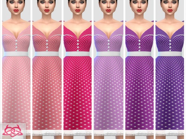  The Sims Resource: Paloma dress polka dots by Colores Urbanos