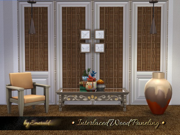  The Sims Resource: Interlaced Wood Paneling by emerald