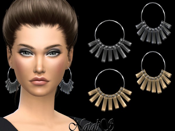  The Sims Resource: Curved plate hoop earrings by NataliS