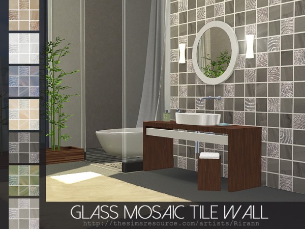  The Sims Resource: Glass Mosaic Tile Wall by Rirann