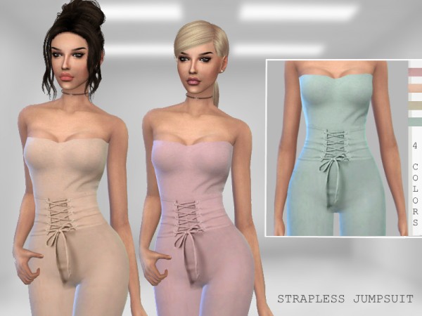  The Sims Resource: Strapless Jumpsuit by Puresim