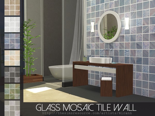  The Sims Resource: Glass Mosaic Tile Wall by Rirann