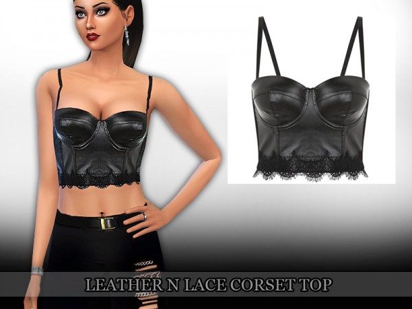  The Sims Resource: Leather N Lace Corset Top by Saliwa
