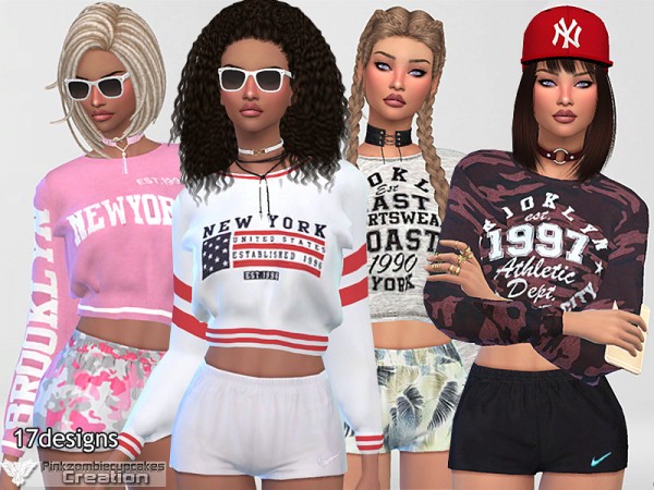  The Sims Resource: Athletic Sweatshirt Collection 02 by Pinkzombiecupcakes