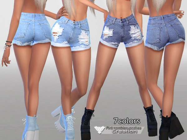  The Sims Resource: Denim Shorts No.010 by Pinkzombiecupcakes
