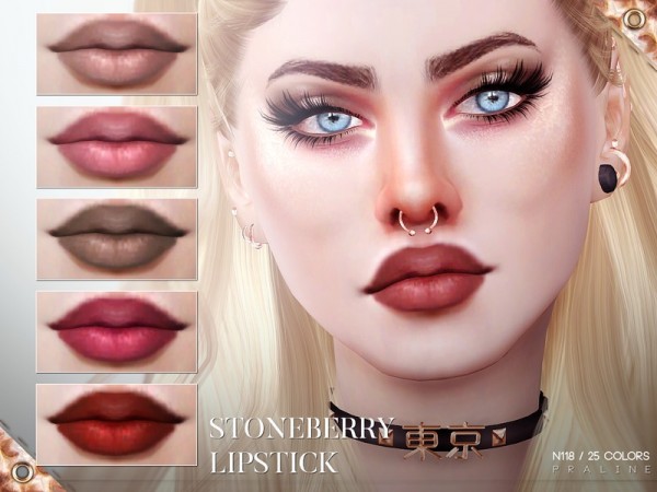  The Sims Resource: Stoneberry Lipstick N118 by Pralinesims