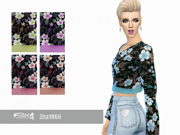  The Sims Resource: Floral Cropped Top by ZitaRossouw