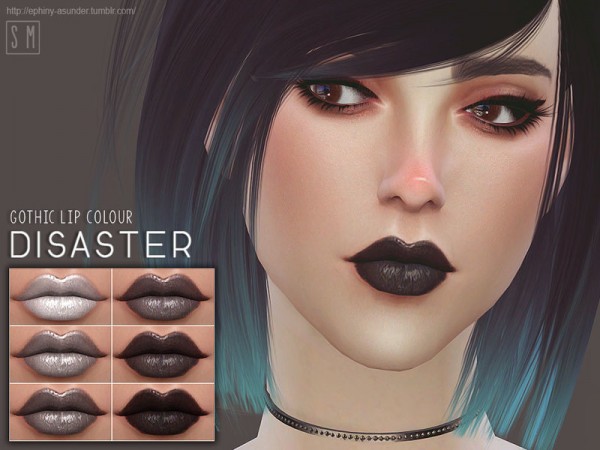 The Sims Resource: Disaster Gothic Lip Colour by Screaming Mustard