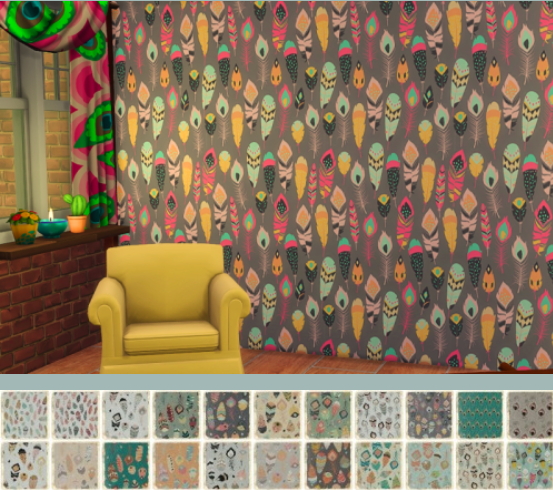  Chillis Sims: Wallpaper Feathers