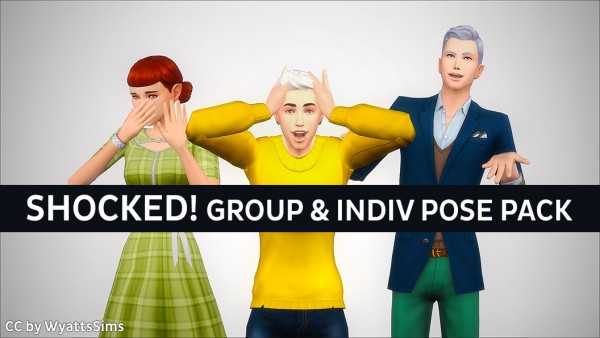  Simsworkshop: Shocked! Group and Individual Poses by WyattsSims