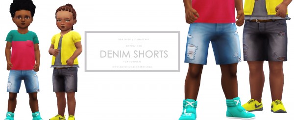  Onyx Sims: Toddler Ripped   Torn Denim Shorts