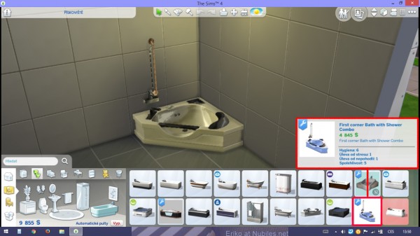  Mod The Sims: First Corner Bath with Shower Combo by Jezek