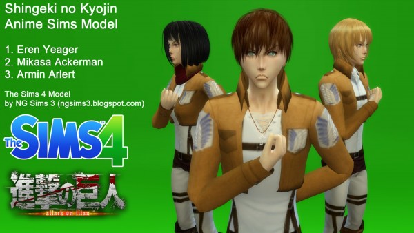  NG Sims 3: Attack on Titan Eren, Mikasa and Armin