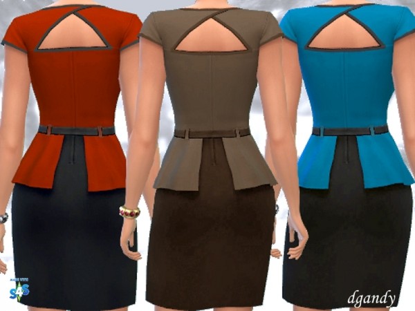  The Sims Resource: Peplum Dress V1 by dgandy