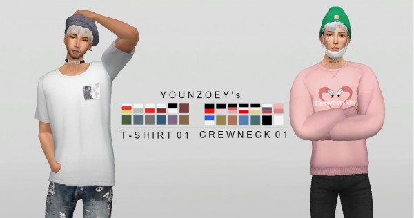  Simsworkshop: T Shirt 01 and Crewneck 01 Recolored by catsblob