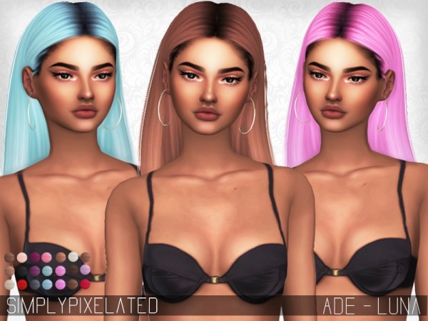  The Sims Resource: Ade`s Luna hair retextured by SimplyPixelated