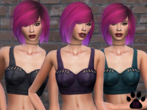  The Sims Resource: Leather Studded Bralet by Kitty.Meow