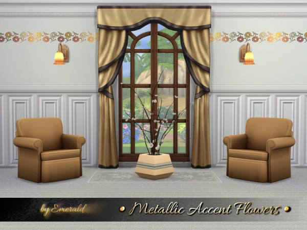 The Sims Resource: Metallic Accent Flowers walls by emerald