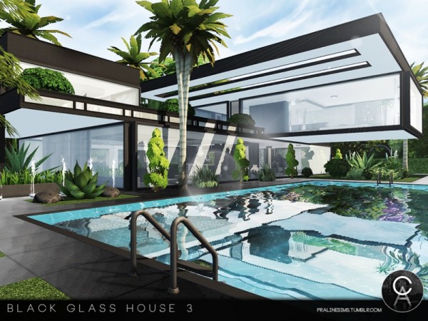  The Sims Resource: Black Glass House 3 by Pralinesims