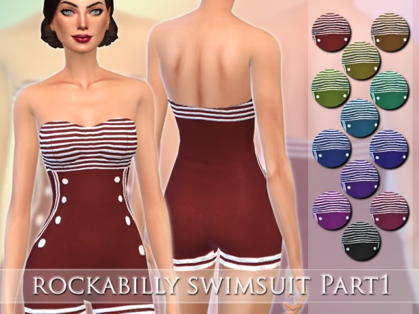  The Sims Resource: Rockabilly Swimsuit Part 1  by Jaru