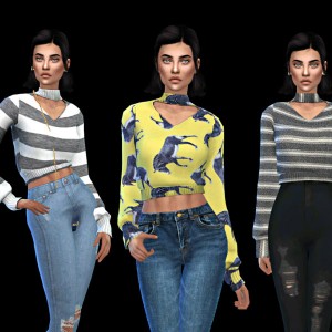 The Sims Resource: Sweater Crop Top by UKTRASH • Sims 4 Downloads