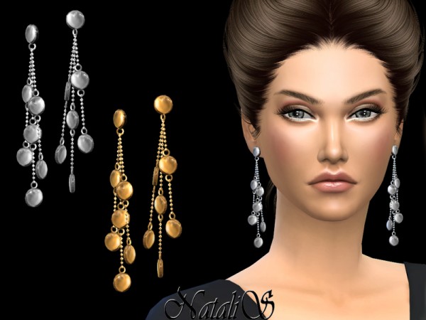  The Sims Resource: NataliS Polished discs dangling earrings