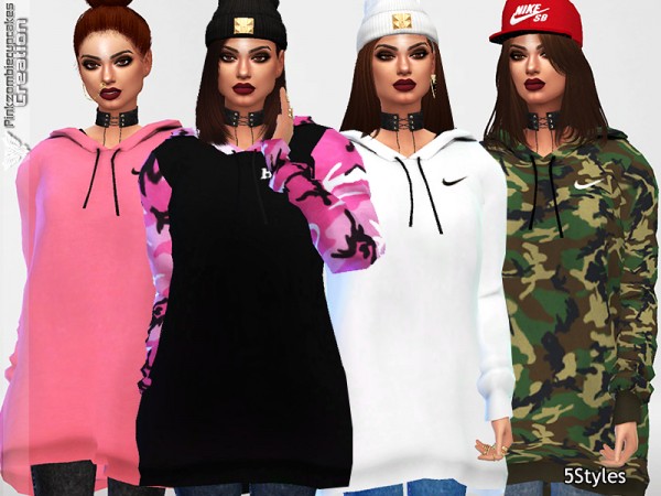  The Sims Resource: Oversized Hoodie Collection by Pinkzombiecupcakes