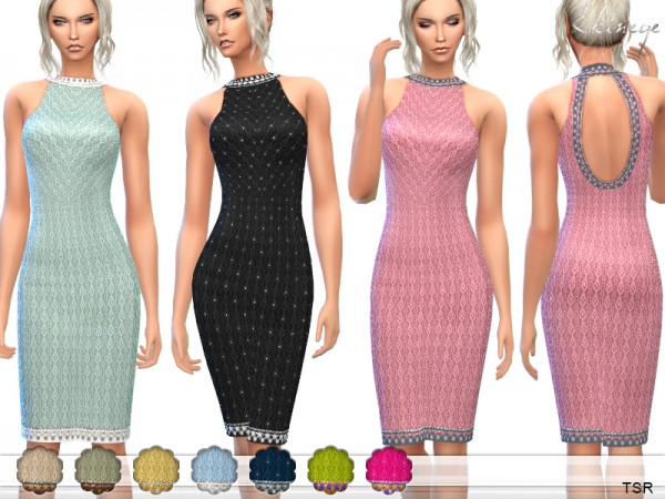  The Sims Resource: Midi Dress With Open Back by ekinege