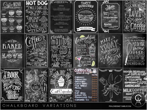  The Sims Resource: Chalkboard Variations by Pralinesims