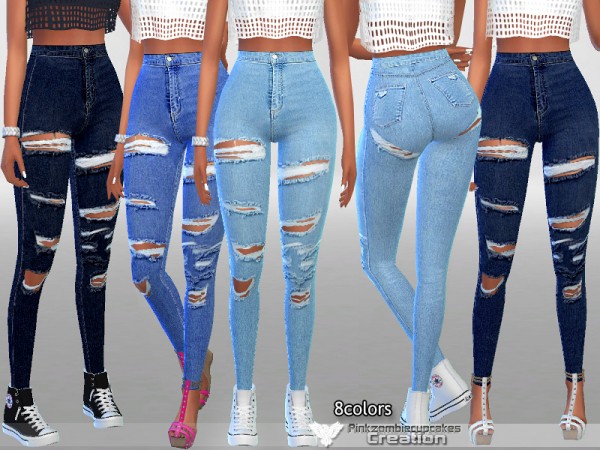  The Sims Resource: High Rise Skinny Blue Denim by Pinkzombiecupcakes