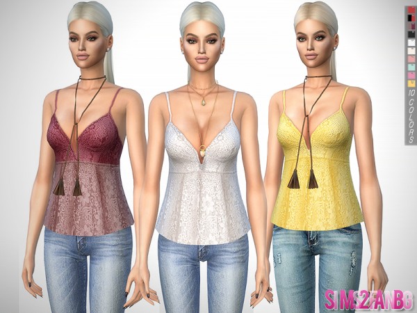  The Sims Resource: 326   Floral Lace Top by sims2fanbg